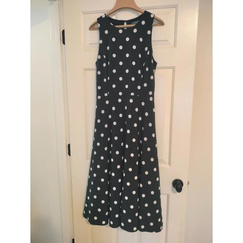 Lauren Ralph Lauren Polka Dot Black And White Dress Size 10